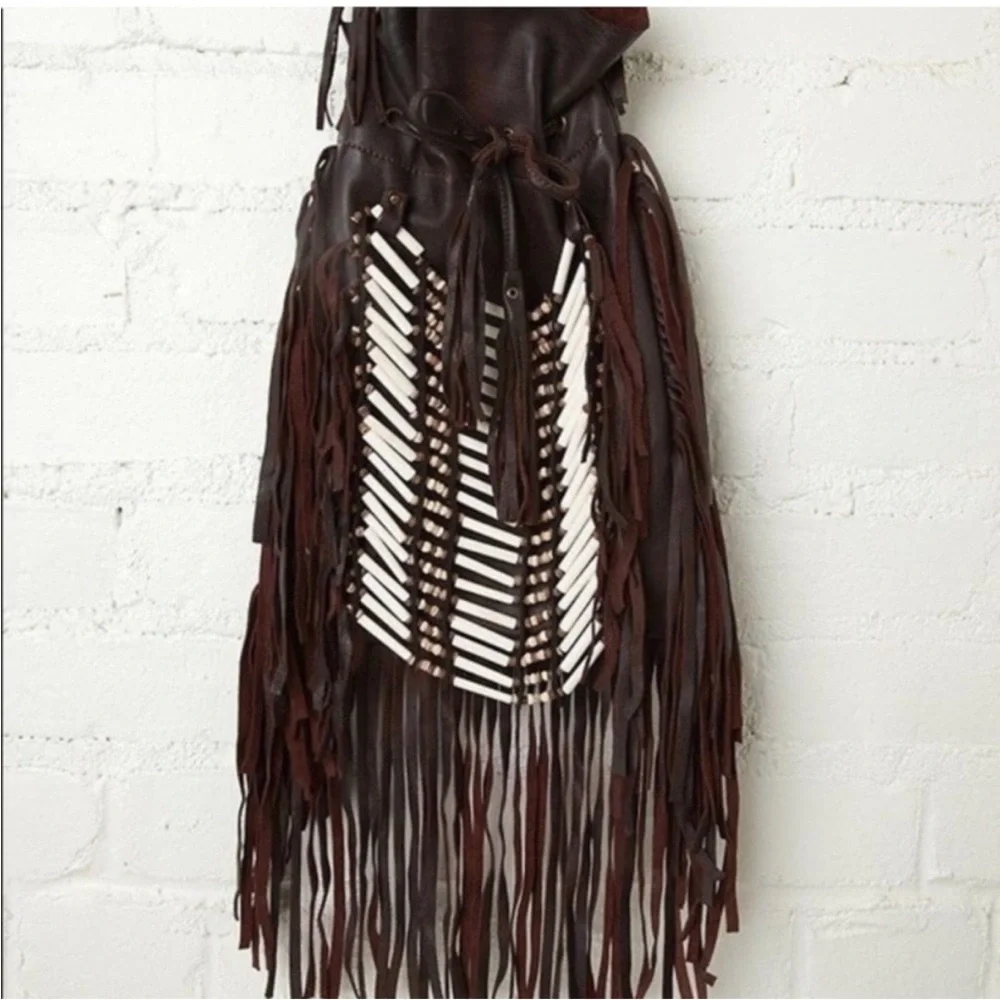 SPELL THE GYPSY COLLECTIVE | Dreamweaver Beaded Leather Fringe Crossbody Satchel - Picture 3 of 7